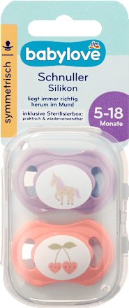 Schnuller Silikon symmetrisch, lila/rosa, Gr. 2, 5-18 Monate  babylove