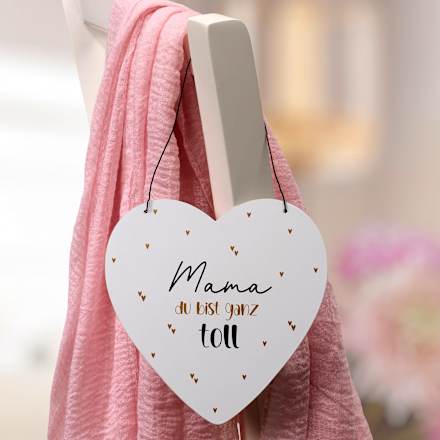 Metallherz mit Spruch "Mama du bist ganz toll", weiß/gold/schwarz BOLTZE