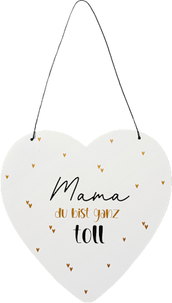 Metallherz mit Spruch "Mama du bist ganz toll", weiß/gold/schwarz BOLTZE