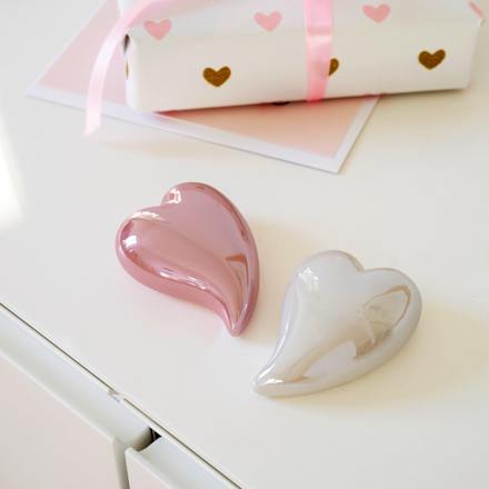 Keramikherz klein, rosa/weiß Dekorieren & Einrichten