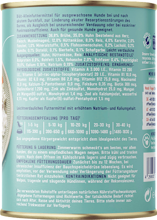 Nassfutter Hund mit Huhn, Hüttenkäse & Reis, VET Magen & Darm fit Pets Deli