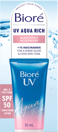 Zaščitna krema za obraz Aqua Rich UV Glowy, ZF 50 Bioré