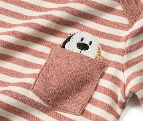 Body Kurzarm mit Hund-Applikation, braun, Gr. 74/80 ALANA