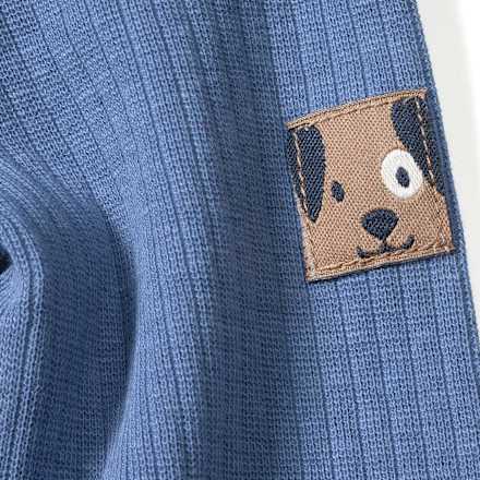 Set mit Wickelbody und Hose mit Hund-Applikation, blau, Gr. 74/80 ALANA