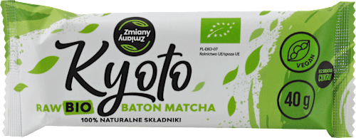 Baton matcha Kyoto Raw BIO, bezglutenowy ZMIANY ZMIANY