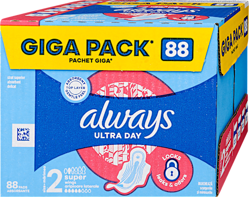 Egészségügyi betét Ultra Day, 2-es méret, super, Giga Pack always