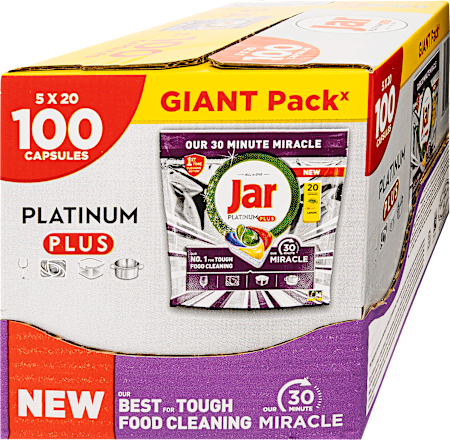 Mosogatógép tabletta Miracle Platinum Plus Lemon Giant Pack Jar