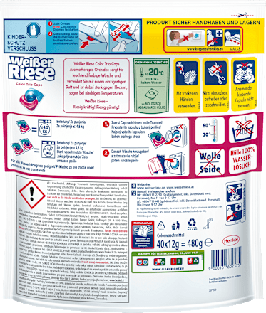 Colorwaschmittel Caps Aromatherapie Orchidee Weißer Riese