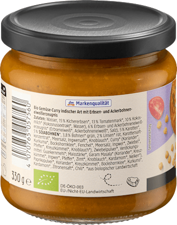 Curry vegano a base di proteina di piselli e proteina di fave dmBio
