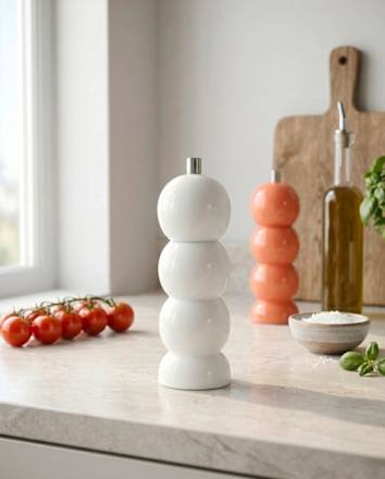 Salz-/Pfeffermühle aus Holz/Metall, offwhite (5,7x17 cm) Dekorieren & Einrichten