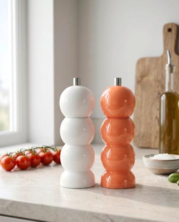 Salz-/Pfeffermühle aus Holz/Metall, offwhite (5,7x17 cm) Dekorieren & Einrichten