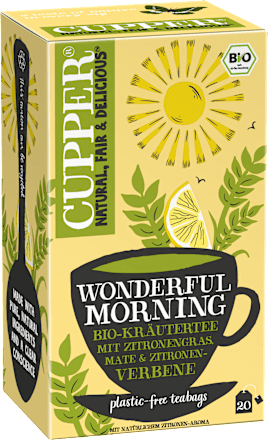 Kräutertee "Wonderful Morning" mit Zitronengras, Mate & Zitronenverbene (20 Beutel) Cupper