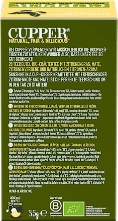 Kräutertee "Wonderful Morning" mit Zitronengras, Mate & Zitronenverbene (20 Beutel) Cupper