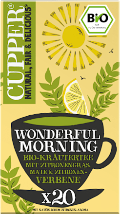 Kräutertee "Wonderful Morning" mit Zitronengras, Mate & Zitronenverbene (20 Beutel) Cupper
