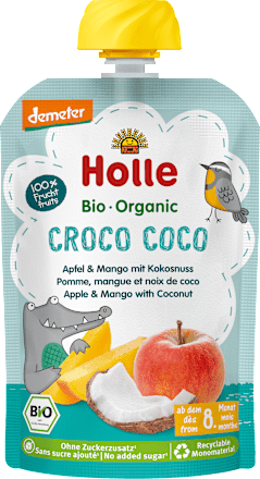 Quetschie Croco Coco Apfel & Mango mit Kokosnuss ab dem 8. Monat Holle