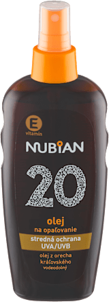 Olej na opaľovanie v spreji SPF 20 NUBIAN