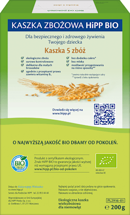 Kaszka 5 zbóż BIO, po 5. miesiącu HiPP