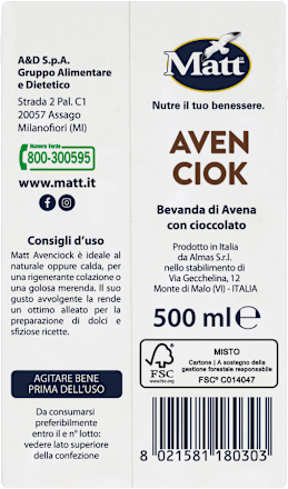 Bevanda di avena con cioccolato AVENCIOCK Matt