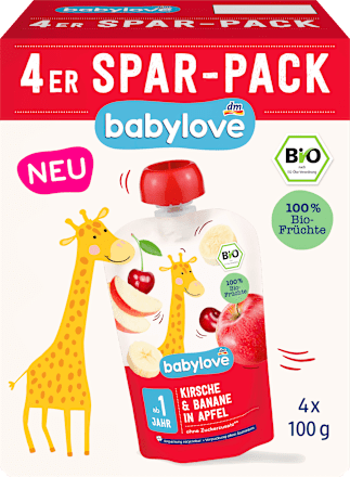 BIO kašica u vrećici od trešnje, banane i jabuke, 12+mj. (4x100 g) babylove