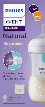 Natural Response AirFree vent plastična flašica za bebe, 3-6 meseci, zapremina: 260ml PHILIPS AVENT