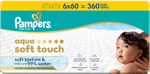 vlhčené ubrousky Aqua Soft Touch 6x60 ks Pampers
