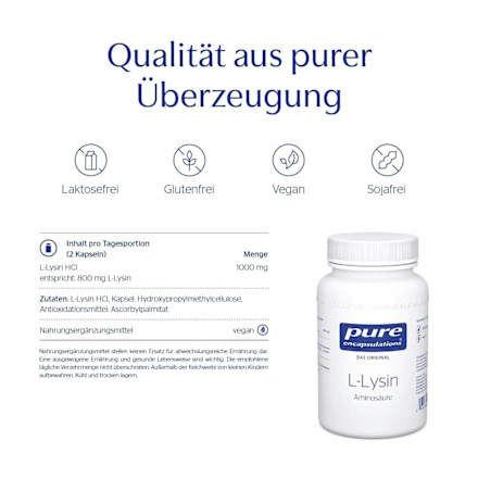 pure encapsulation L-LYSIN Aminosäure  Kapseln 90 St pure encapsulations