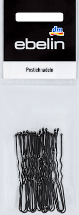 Postichnadeln beidseitig gewellt schwarz ebelin