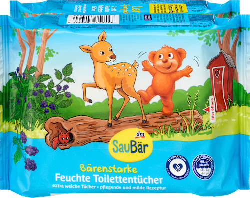 Feuchte Toilettentücher Bärenstark (2x60 Stück) SauBär