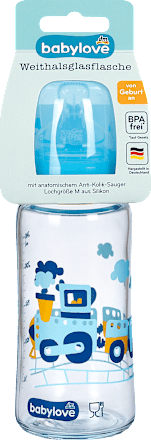 Szklana butelka do mleka dla niemowląt z szeroką szyjką 240 ml babylove