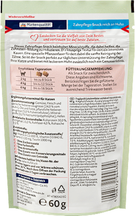 Katzenleckerli Zahnpflege-Snack reich an Huhn Dein Bestes