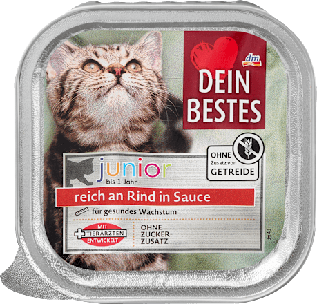 Nassfutter Katze junior reich an Rind in Sauce Dein Bestes