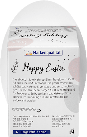 Abgeschrägtes Make-up Ei mit Travelbox sortiert ebelin