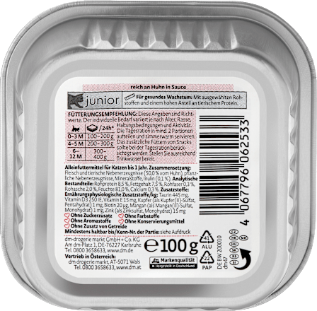Krmivo pre mačiatka v miske kuracie mäso v omáčke Junior Dein Bestes