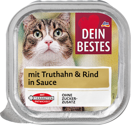Nassfutter Katze mit Rind & Truthahn in Sauce Dein Bestes