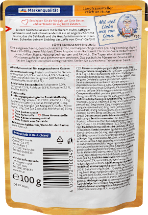 Nassfutter Katze Landfrauenteller reich an Huhn, Omas Küchenklassiker Dein Bestes