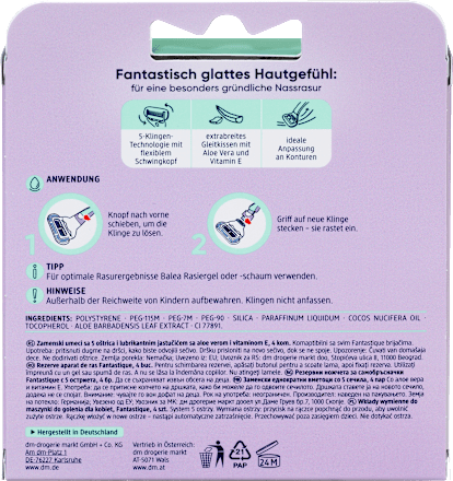 Nadomestne britvice s 5 rezili Fantastique Balea