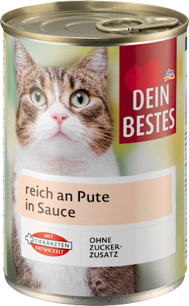 Nassfutter Katze reich an Pute in Sauce Dein Bestes