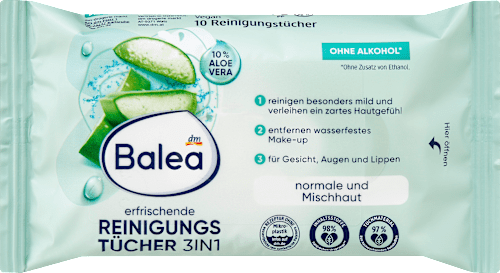 Abschminktücher 3in1 erfrischend Balea