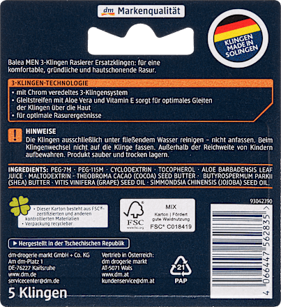 Patrone s 3 oštrice i lubrikantnom trakicom Balea MEN