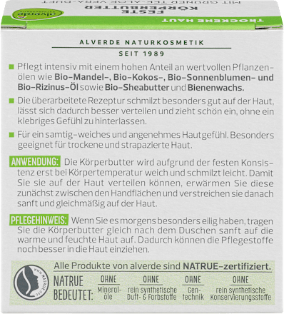 Čvrsti puter za telo za suvu kožu alverde NATURKOSMETIK