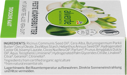 Čvrsti puter za telo za suvu kožu alverde NATURKOSMETIK