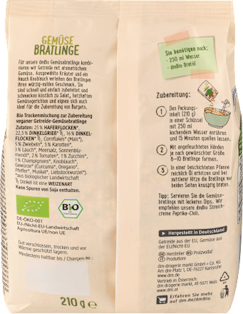 Trockenmischung Gemüse Bratlinge dmBio