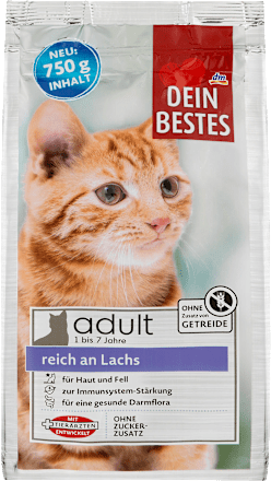 Trockenfutter Katze Adult reich an Lachs Dein Bestes