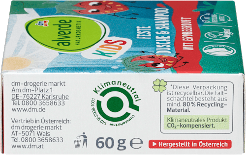 Żel pod prysznic i szampon w kostce dla dzieci, o zapachu truskawki alverde NATURKOSMETIK