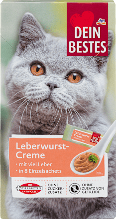 Katzenleckerli, Leberwurstcreme mit Leber, Multipack(8 Stück) Dein Bestes