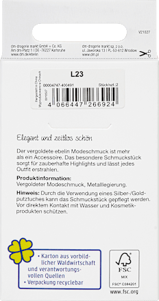 Creolen viereckige Form mit Zirkoniasteinen / vergoldeter Modeschmuck ebelin