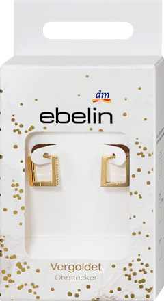 Creolen viereckige Form mit Zirkoniasteinen / vergoldeter Modeschmuck ebelin