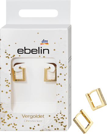 Creolen viereckige Form mit Zirkoniasteinen / vergoldeter Modeschmuck ebelin