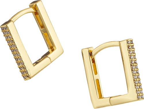 Creolen viereckige Form mit Zirkoniasteinen / vergoldeter Modeschmuck ebelin