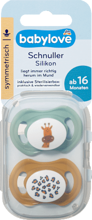 Schnuller Silikon symmetrisch, ocker/mint, ab 16 Monaten  babylove